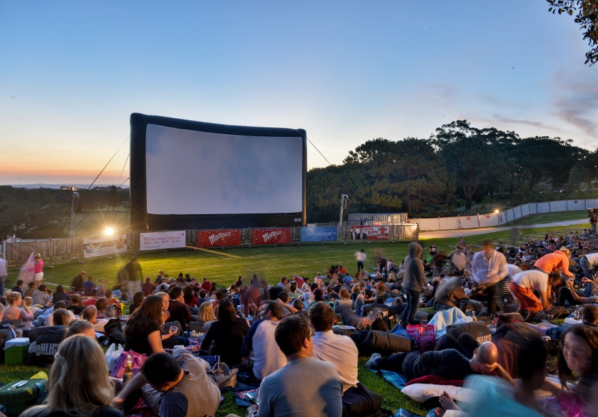 guests attend Maltesers Moonlight Cinema - Anchor Man 2 screening